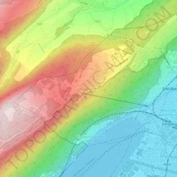 Magglingen topographic map, elevation, terrain