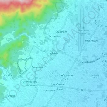 Mae Hia topographic map, elevation, terrain