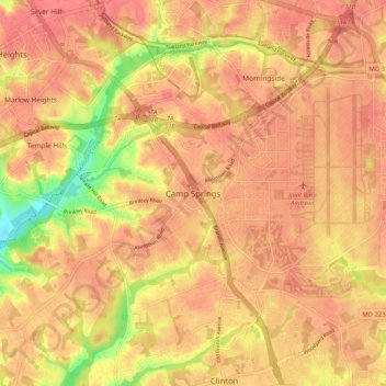 Camp Springs topographic map, elevation, terrain