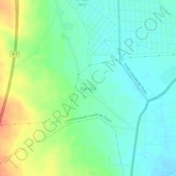Bandia topographic map, elevation, terrain