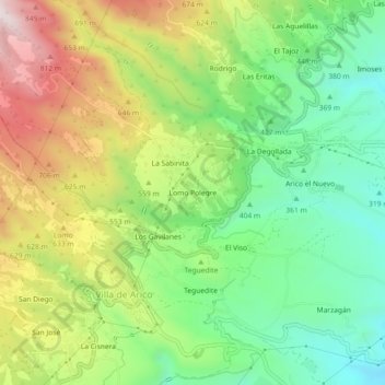 Lomo Polegre topographic map, elevation, terrain