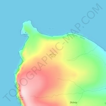 Klettarnir topographic map, elevation, terrain