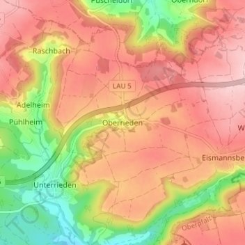 Oberrieden topographic map, elevation, terrain