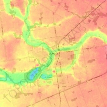 St. Marys topographic map, elevation, terrain