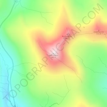 Malinstindur topographic map, elevation, terrain