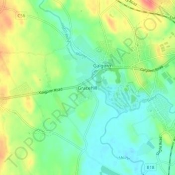 Gracehill topographic map, elevation, terrain