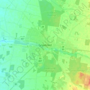 Grindsted topographic map, elevation, terrain