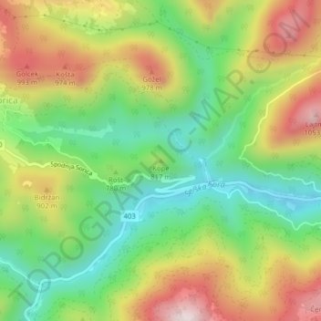 Kope topographic map, elevation, terrain