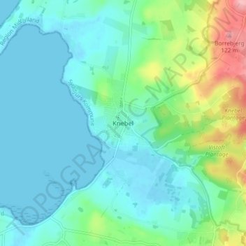 Knebel topographic map, elevation, terrain