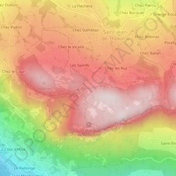 Col de Saint-Jean topographic map, elevation, terrain