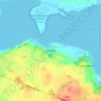 Stexwig topographic map, elevation, terrain