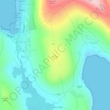 Vatnfelli topographic map, elevation, terrain