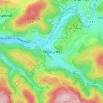 Fleckenberg topographic map, elevation, terrain