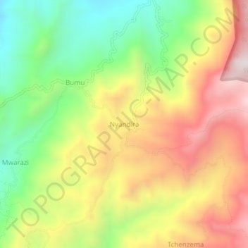 Nyandira topographic map, elevation, terrain