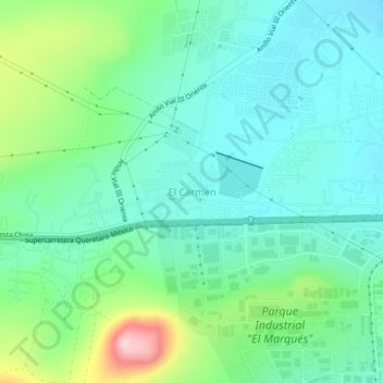 El Carmen topographic map, elevation, terrain