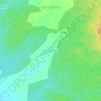 Marrigudam topographic map, elevation, terrain