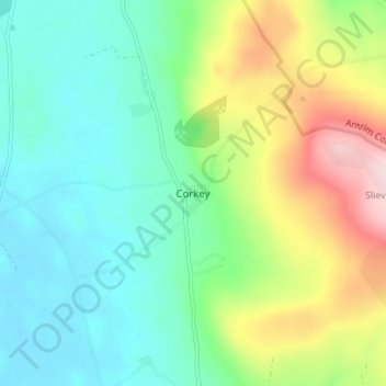 Corkey topographic map, elevation, terrain