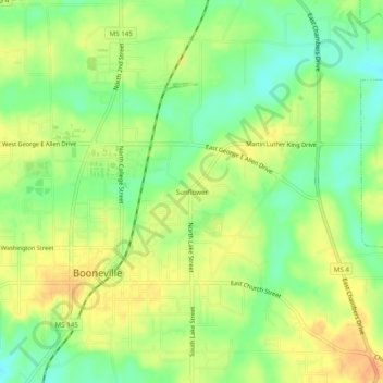 Sunflower topographic map, elevation, terrain