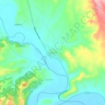 Köselerli topographic map, elevation, terrain