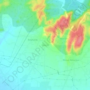 Kherki topographic map, elevation, terrain