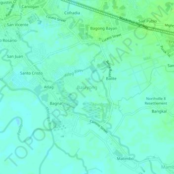 Balayong topographic map, elevation, terrain