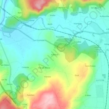 A Rañoá topographic map, elevation, terrain