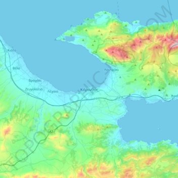Corinth topographic map, elevation, terrain