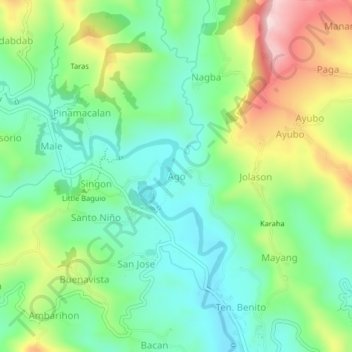 Ago topographic map, elevation, terrain
