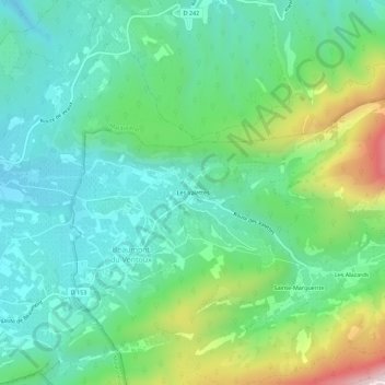 Les Valettes topographic map, elevation, terrain