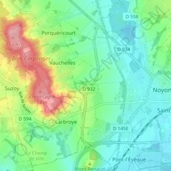 Maigremont topographic map, elevation, terrain