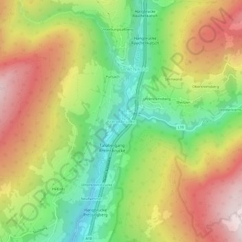 Kremsbrücke topographic map, elevation, terrain