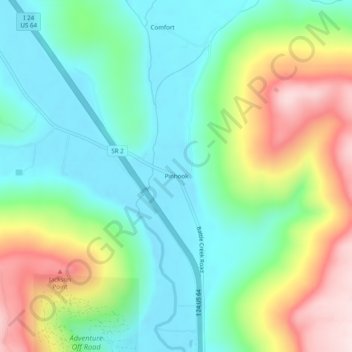 Pinhook topographic map, elevation, terrain