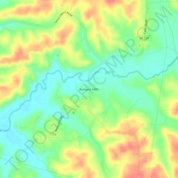 Bumpus Mills topographic map, elevation, terrain