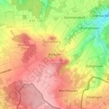 Berkum topographic map, elevation, terrain