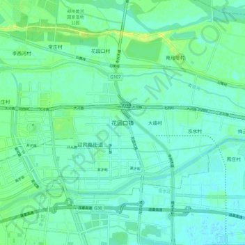 Huayuankou topographic map, elevation, terrain