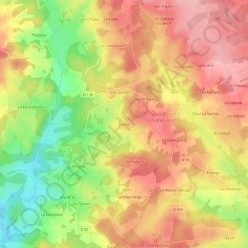 Daillac topographic map, elevation, terrain