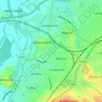Kings Barton topographic map, elevation, terrain
