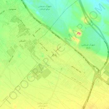 Zarch topographic map, elevation, terrain