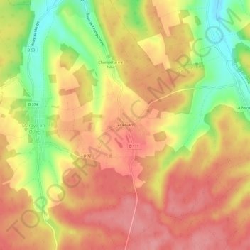 Les Boulins topographic map, elevation, terrain