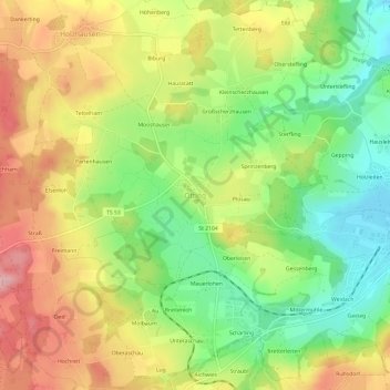 Otting topographic map, elevation, terrain