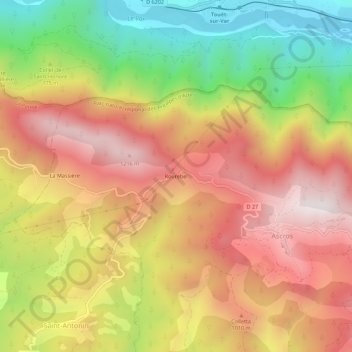 Rourebel topographic map, elevation, terrain