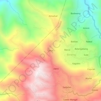 Corus topographic map, elevation, terrain