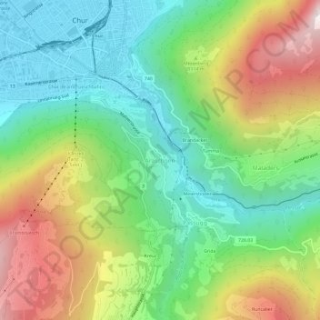 Araschgen topographic map, elevation, terrain