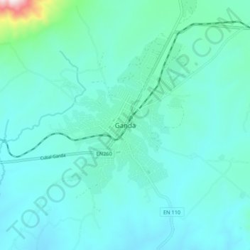 Ganda topographic map, elevation, terrain