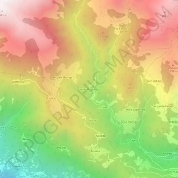 Volpi-Mogliassi topographic map, elevation, terrain