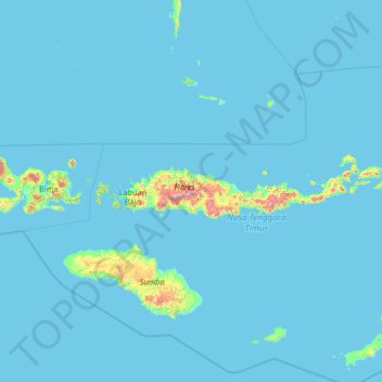 Ost-Nusa Tenggara topographic map, elevation, terrain