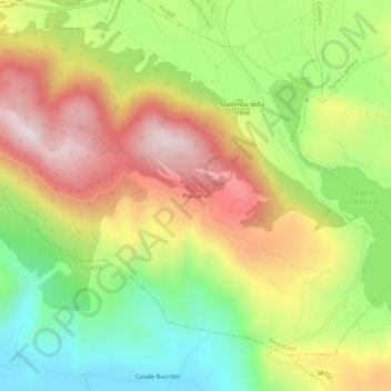 Porciano topographic map, elevation, terrain