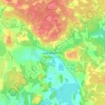Ljusfallshammar topographic map, elevation, terrain