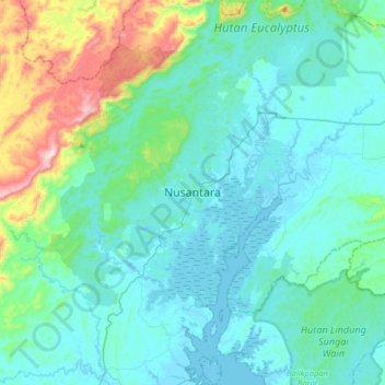 Nusantara topographic map, elevation, terrain