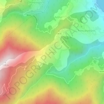Kissos topographic map, elevation, terrain